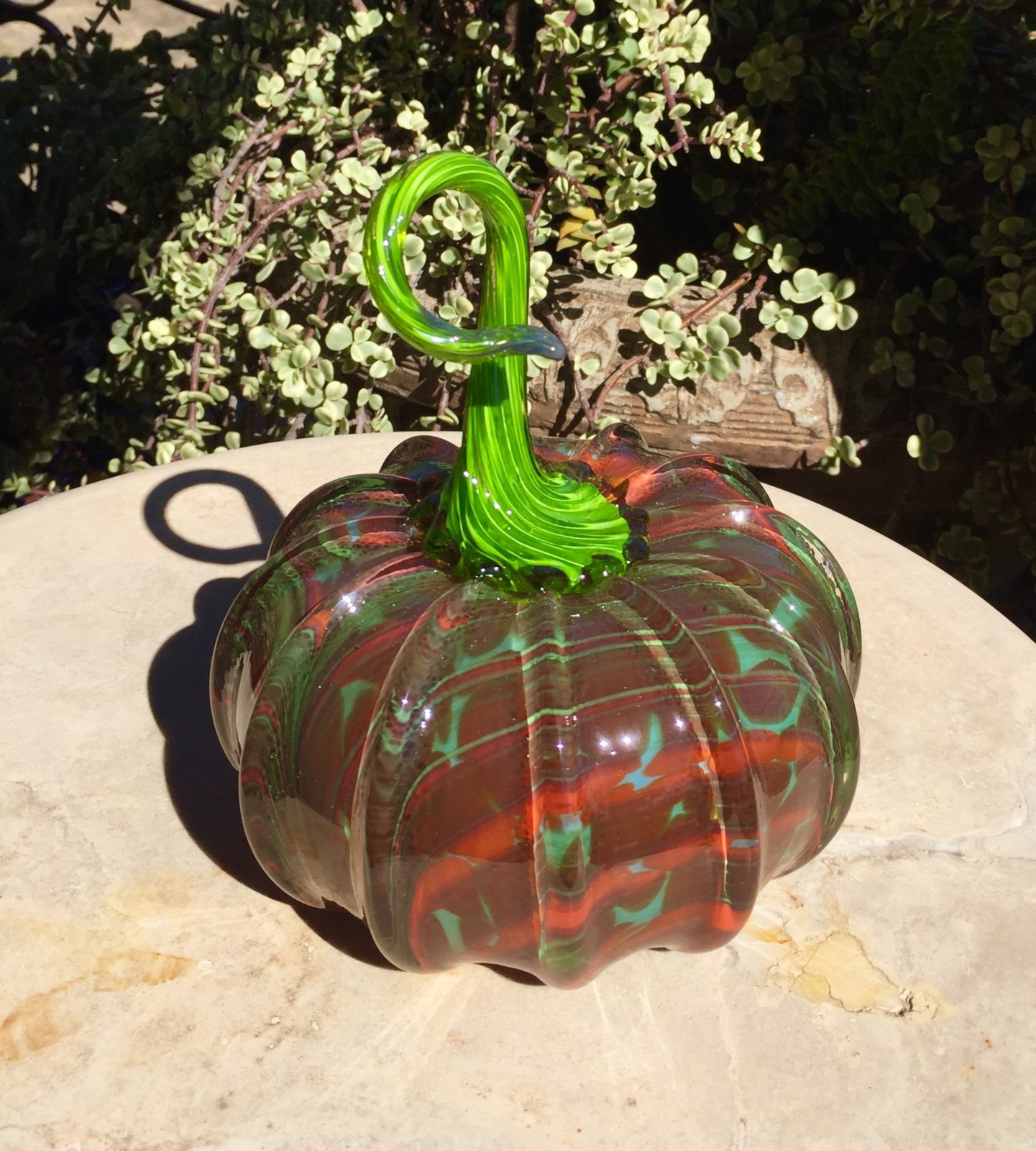 Red and Green pumpkin - Blown Glass, in Pumpkins